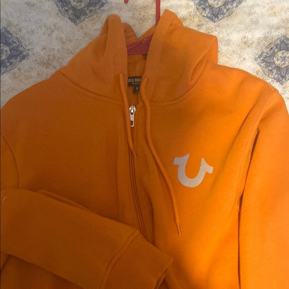 True Religion Vibrant Orange Zip-Up Hoodie
